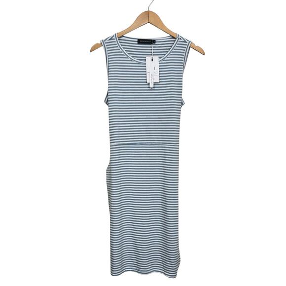 Blue and White Striped Sleeveless Summer Dress with Pockets Size Medium NEW - Picture 10 of 11